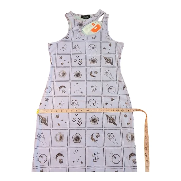 NWT Cider Halloween Graphic Cutout Sleeveless Maxi Dress Purple Side Slit Large - Picture 3 of 16